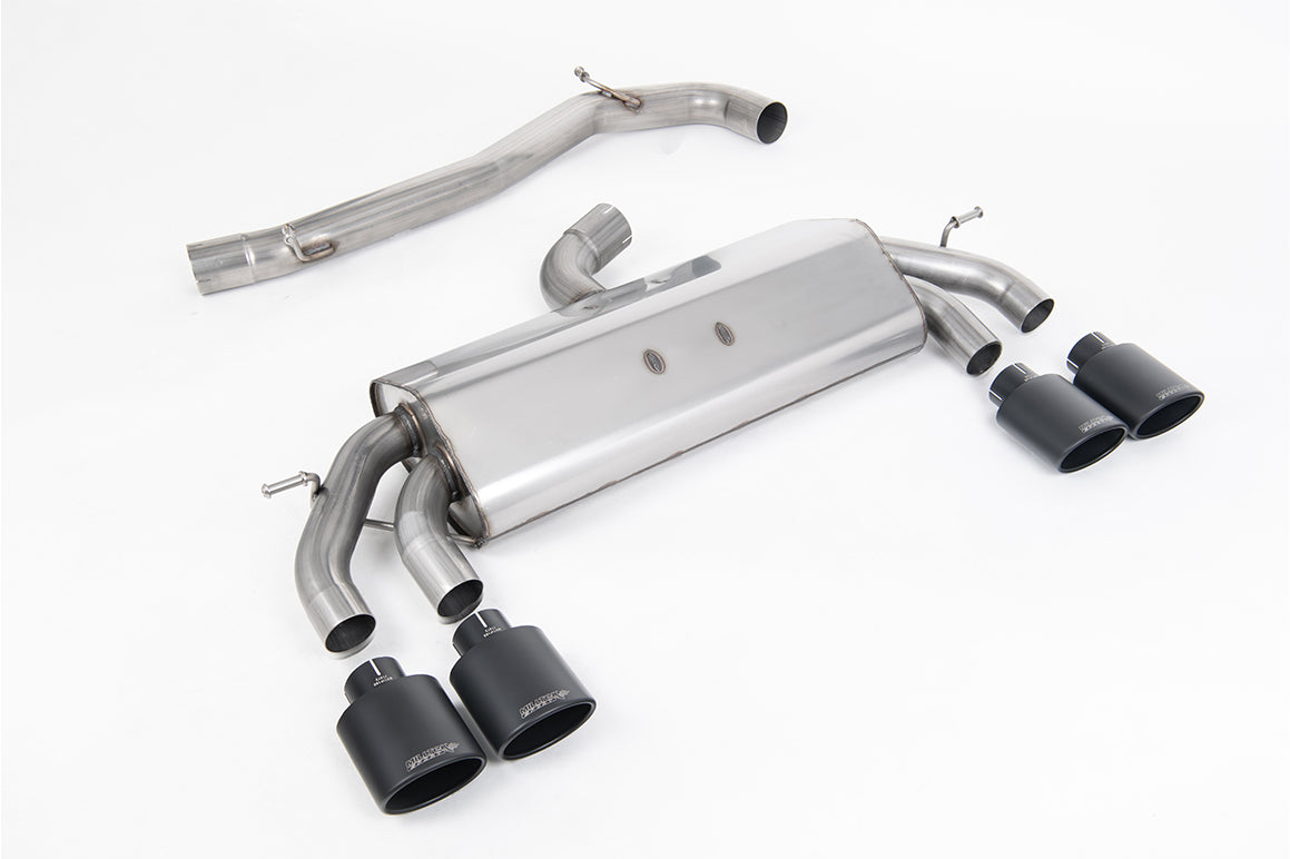 Scarico cat-back Milltek Race Non-resonated senza valvole con finalini ovali neri Cerakote per VW Golf 7.5 R 2.0 TSI 310