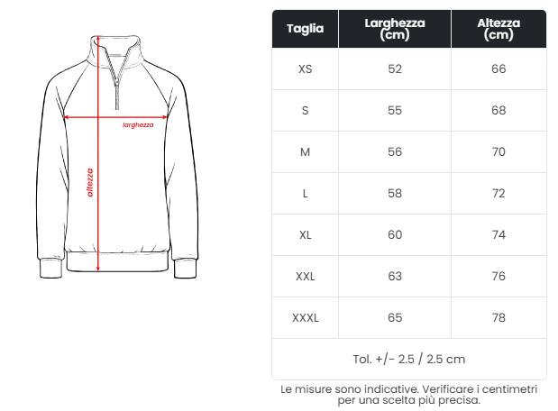 Felpa Mezza Zip UNISEX - Turbolag - Rosso