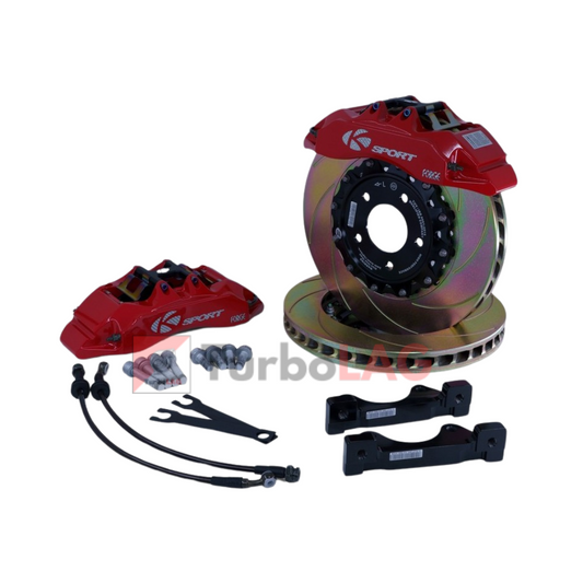 Kit impianto frenante maggiorato 8 pompanti K-sport per Opel Corsa D OPC 5x110 330mm flottante con pinze rosse - Ksport OP10