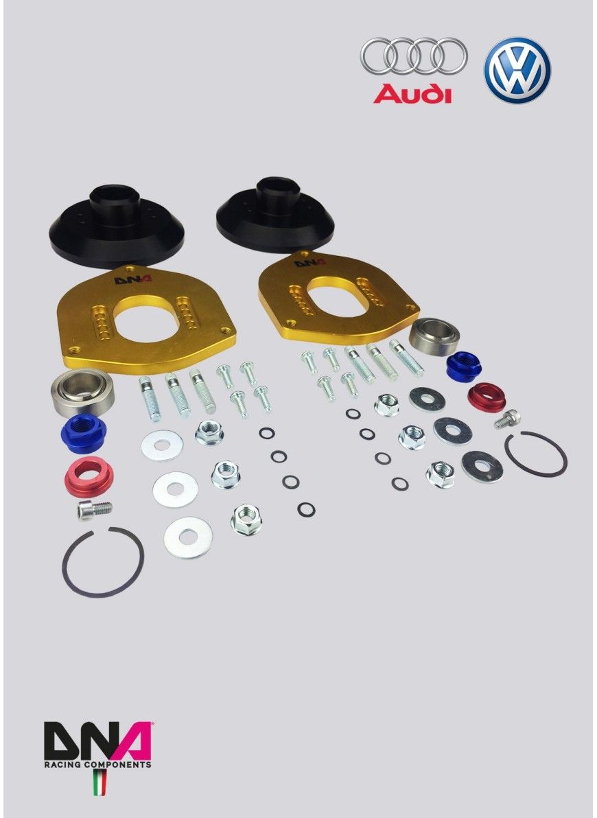 Kit top mount anteriore regolabile su uniball DNA Racing - Audi: A1 (2018-)/A3 (2012-)/Vw: Polo (2017-)/Golf VII (2013-) All multilink vers/Seat: Leon MK3 (2013-)